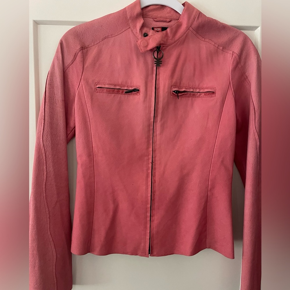 Vintage Diesel Pink Leather Jacket - 2000s, Size Small